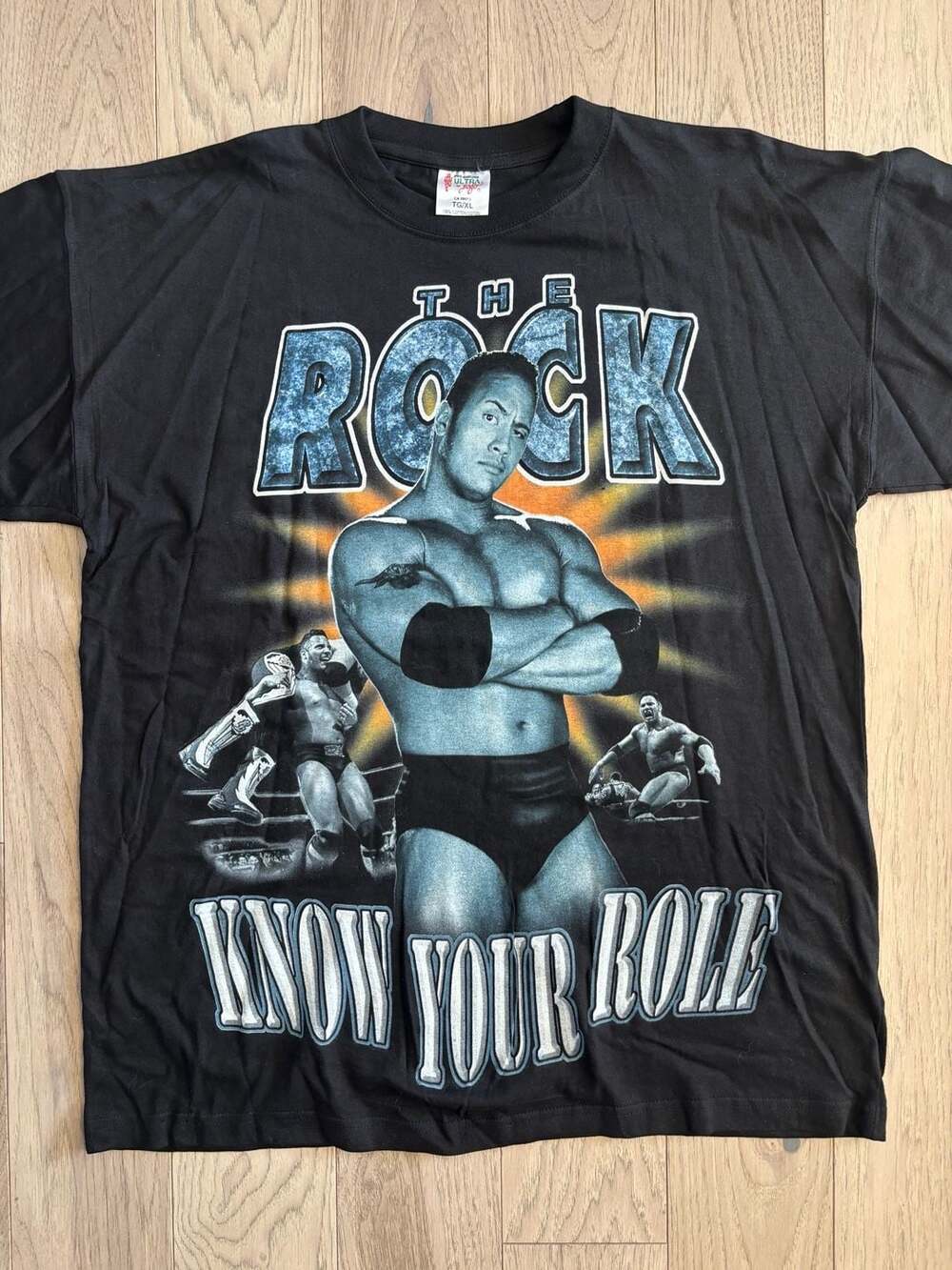 Vintage 1999 WWF The Rock Know Your Role T-Shirt Size XL